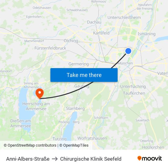 Anni-Albers-Straße to Chirurgische Klinik Seefeld map