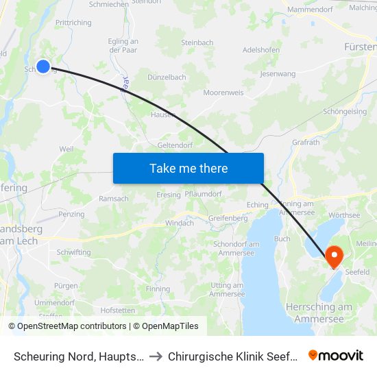 Scheuring Nord, Hauptstr. to Chirurgische Klinik Seefeld map