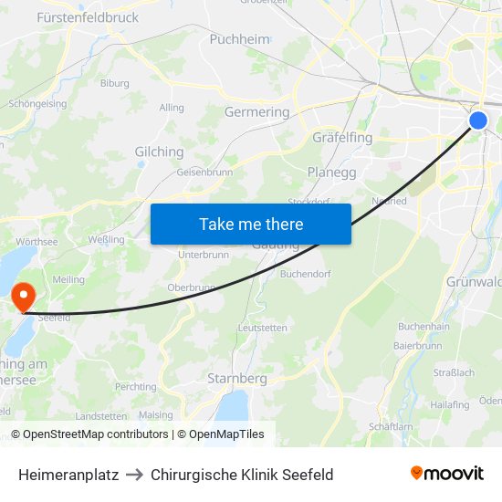 Heimeranplatz to Chirurgische Klinik Seefeld map