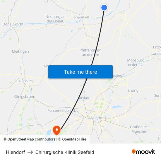 Hiendorf to Chirurgische Klinik Seefeld map