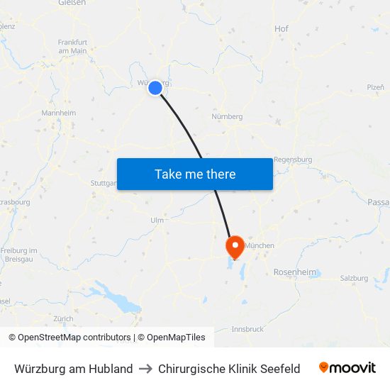 Würzburg am Hubland to Chirurgische Klinik Seefeld map