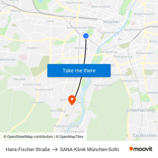 Hans-Fischer-Straße to SANA-Klinik München-Solln map