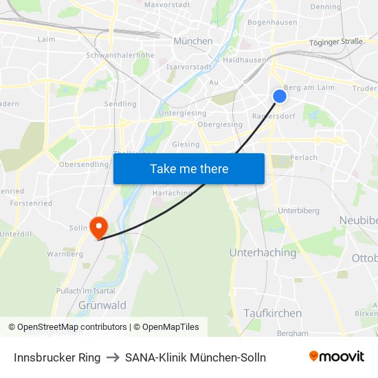 Innsbrucker Ring to SANA-Klinik München-Solln map