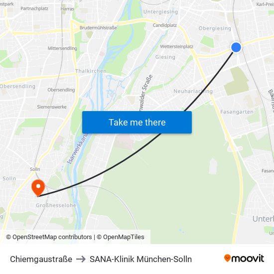 Chiemgaustraße to SANA-Klinik München-Solln map