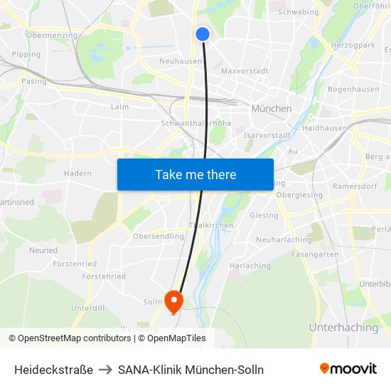 Heideckstraße to SANA-Klinik München-Solln map