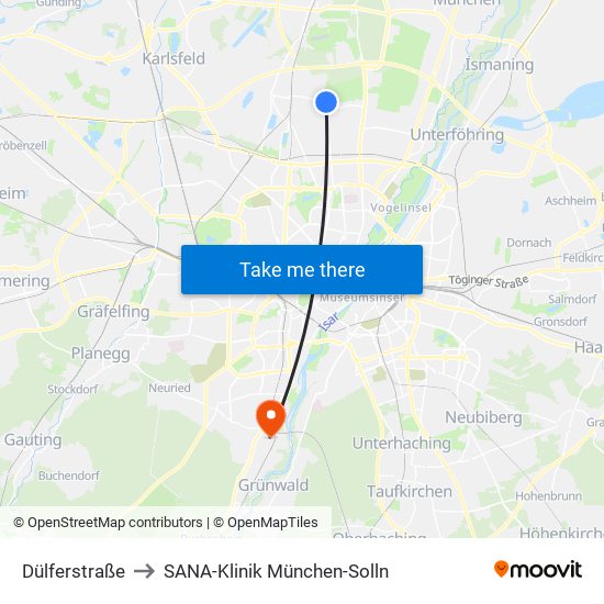 Dülferstraße to SANA-Klinik München-Solln map