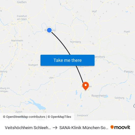 Veitshöchheim Schleehof to SANA-Klinik München-Solln map