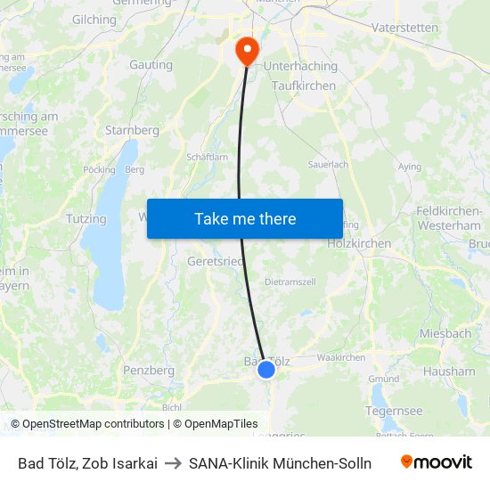 Bad Tölz, Zob Isarkai to SANA-Klinik München-Solln map