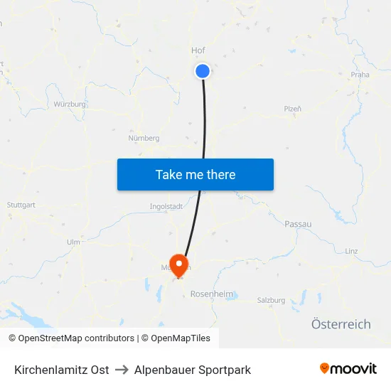Kirchenlamitz Ost to Alpenbauer Sportpark map