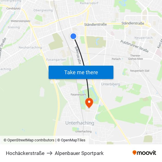 Hochäckerstraße to Alpenbauer Sportpark map