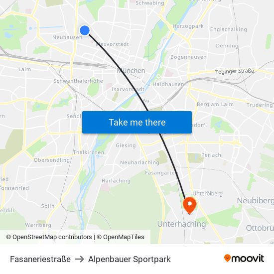 Fasaneriestraße to Alpenbauer Sportpark map