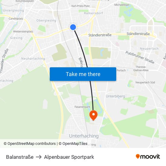 Balanstraße to Alpenbauer Sportpark map