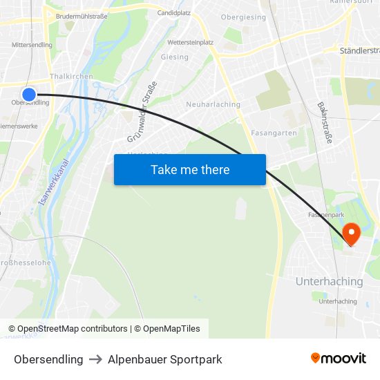 Obersendling to Alpenbauer Sportpark map