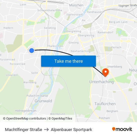 Machtlfinger Straße to Alpenbauer Sportpark map