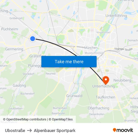 Ubostraße to Alpenbauer Sportpark map