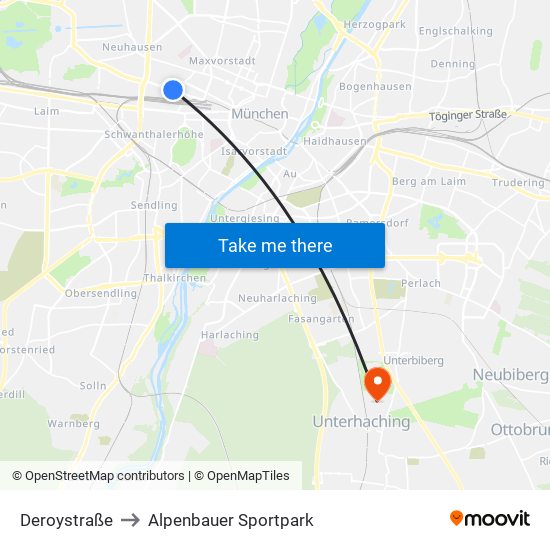 Deroystraße to Alpenbauer Sportpark map