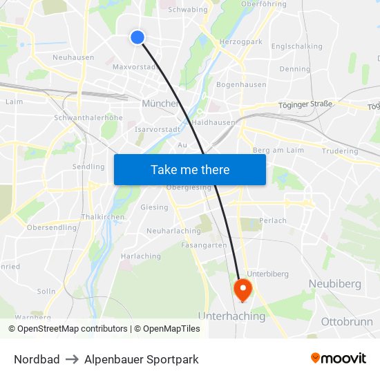 Nordbad to Alpenbauer Sportpark map