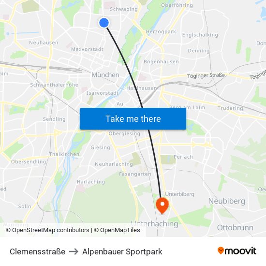 Clemensstraße to Alpenbauer Sportpark map