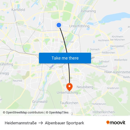 Heidemannstraße to Alpenbauer Sportpark map