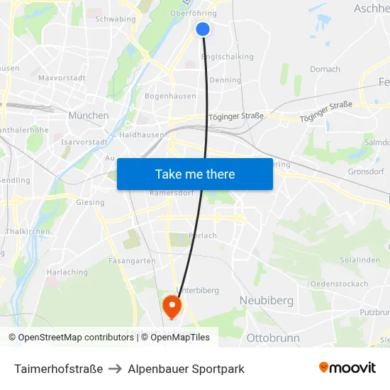 Taimerhofstraße to Alpenbauer Sportpark map