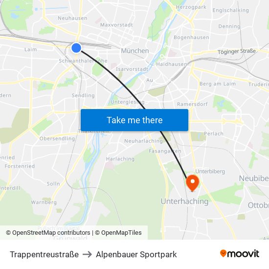 Trappentreustraße to Alpenbauer Sportpark map