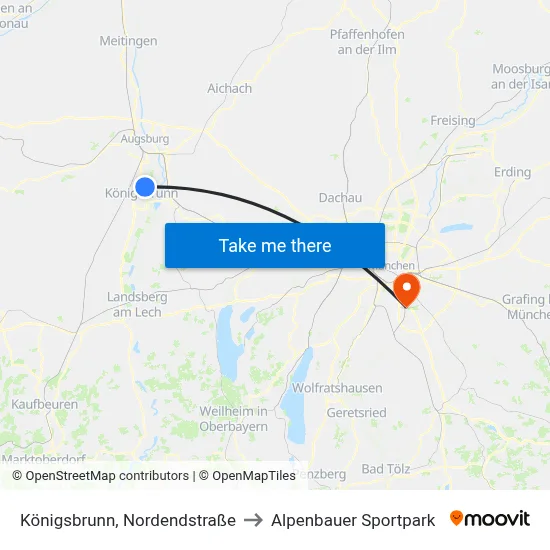 Königsbrunn, Nordendstraße to Alpenbauer Sportpark map