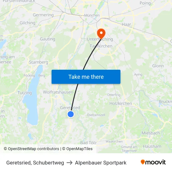 Geretsried, Schubertweg to Alpenbauer Sportpark map