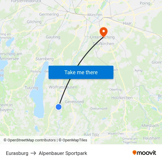 Eurasburg to Alpenbauer Sportpark map