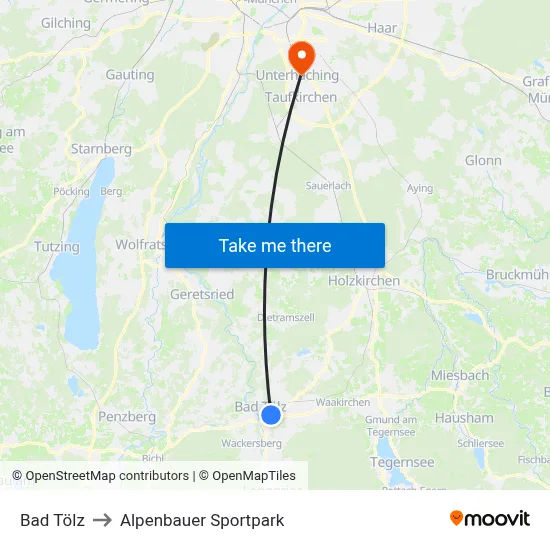 Bad Tölz to Alpenbauer Sportpark map