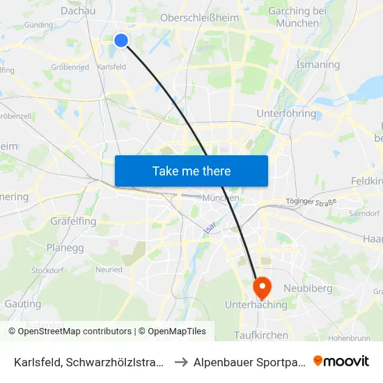 Karlsfeld, Schwarzhölzlstraße to Alpenbauer Sportpark map