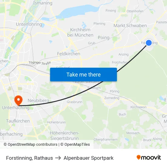 Forstinning, Rathaus to Alpenbauer Sportpark map