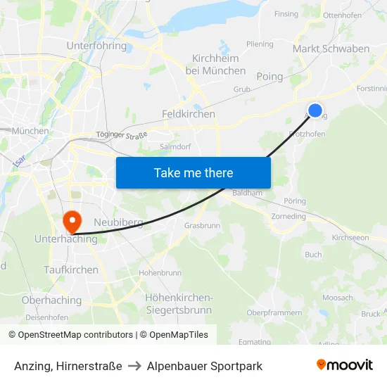 Anzing, Hirnerstraße to Alpenbauer Sportpark map