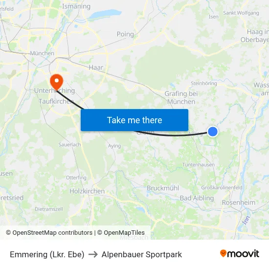 Emmering (Lkr. Ebe) to Alpenbauer Sportpark map