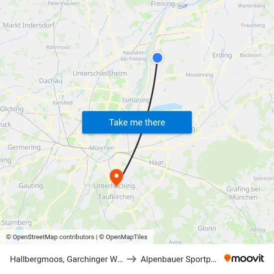 Hallbergmoos, Garchinger Weg to Alpenbauer Sportpark map