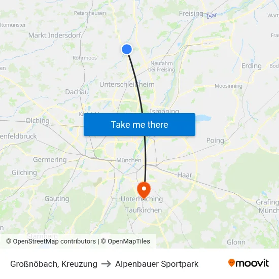 Großnöbach, Kreuzung to Alpenbauer Sportpark map