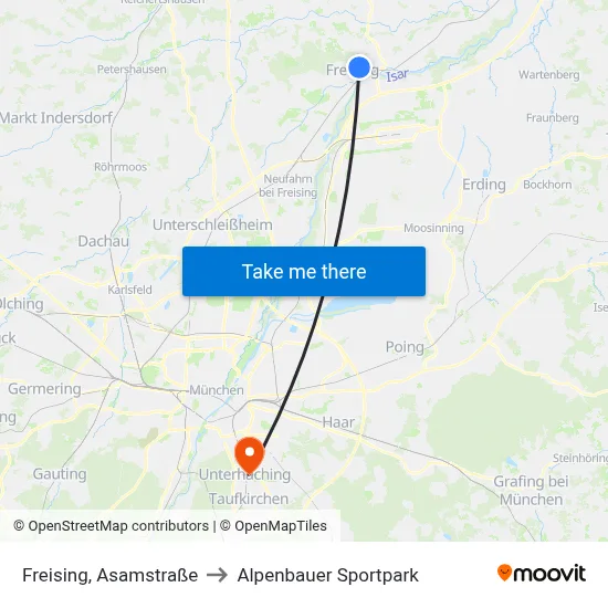 Freising, Asamstraße to Alpenbauer Sportpark map