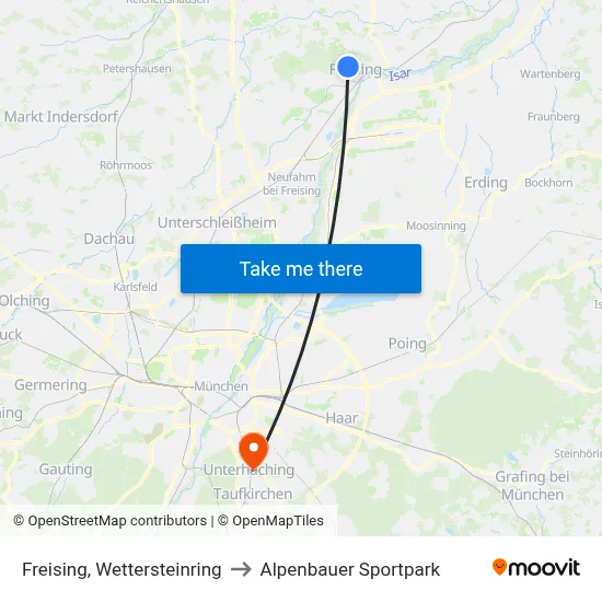 Freising, Wettersteinring to Alpenbauer Sportpark map