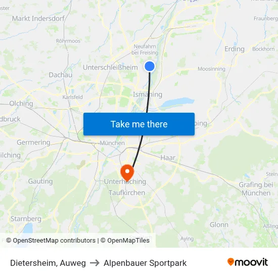 Dietersheim, Auweg to Alpenbauer Sportpark map