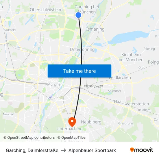 Garching, Daimlerstraße to Alpenbauer Sportpark map