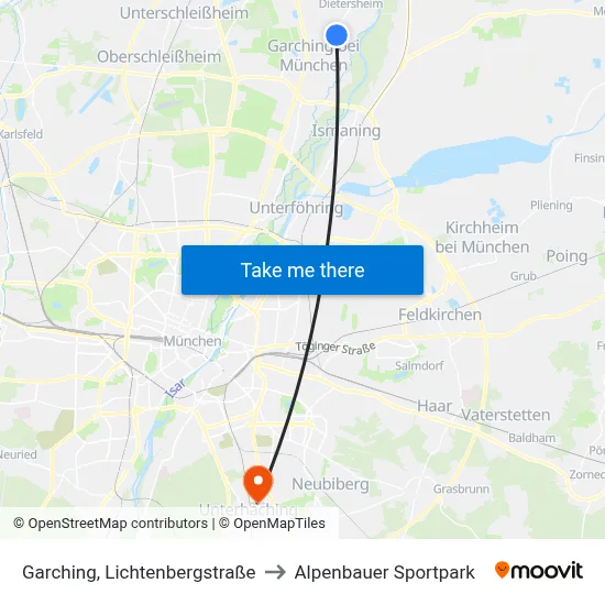Garching, Lichtenbergstraße to Alpenbauer Sportpark map