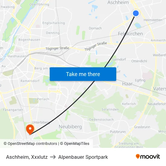 Aschheim, Xxxlutz to Alpenbauer Sportpark map