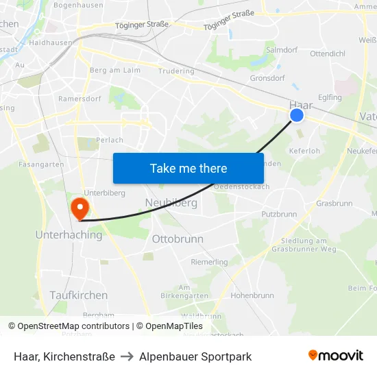 Haar, Kirchenstraße to Alpenbauer Sportpark map