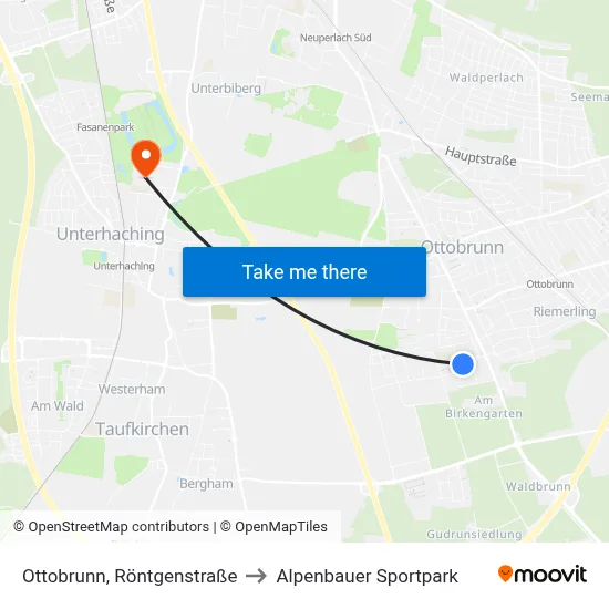 Ottobrunn, Röntgenstraße to Alpenbauer Sportpark map