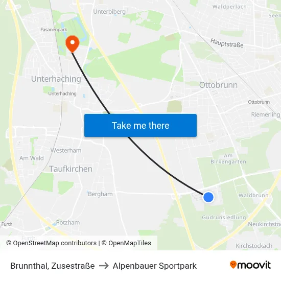 Brunnthal, Zusestraße to Alpenbauer Sportpark map