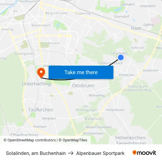 Solalinden, am Buchenhain to Alpenbauer Sportpark map