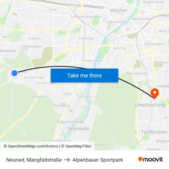 Neuried, Mangfallstraße to Alpenbauer Sportpark map