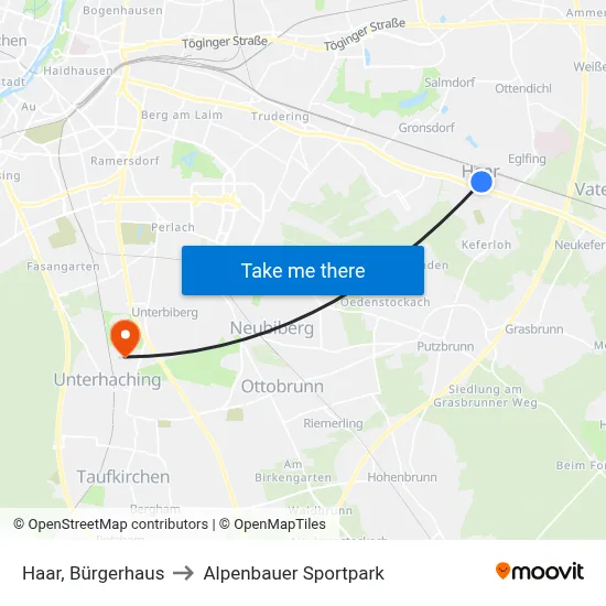 Haar, Bürgerhaus to Alpenbauer Sportpark map