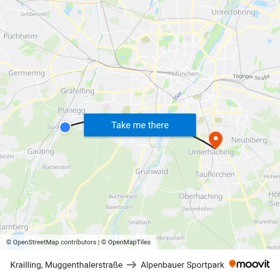 Krailling, Muggenthalerstraße to Alpenbauer Sportpark map
