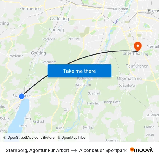 Starnberg, Agentur Für Arbeit to Alpenbauer Sportpark map