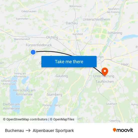 Buchenau to Alpenbauer Sportpark map
